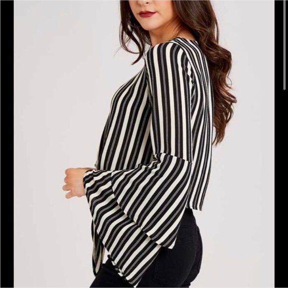 Altar’d State bell sleeve stripe blouse - Picture 8 of 9